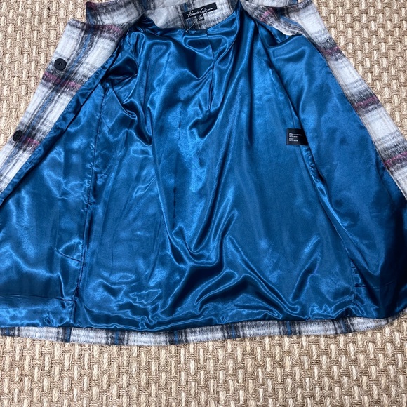 Kenneth Cole NY Wool Blend Plaid Coat Snap Closure Collar Women Sz L  NWT - Picture 7 of 15